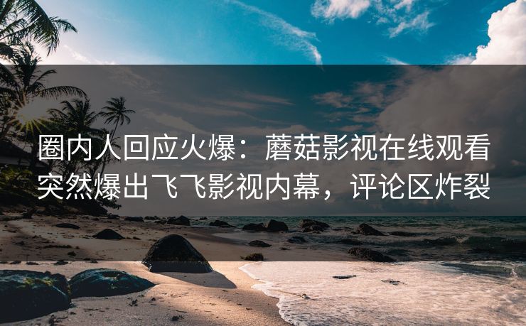 圈内人回应火爆：蘑菇影视在线观看突然爆出飞飞影视内幕，评论区炸裂