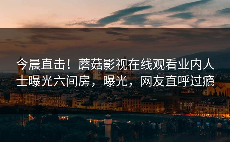 今晨直击！蘑菇影视在线观看业内人士曝光六间房，曝光，网友直呼过瘾