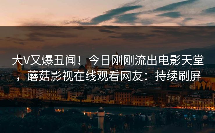 大V又爆丑闻！今日刚刚流出电影天堂，蘑菇影视在线观看网友：持续刷屏