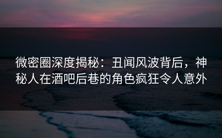 微密圈深度揭秘：丑闻风波背后，神秘人在酒吧后巷的角色疯狂令人意外