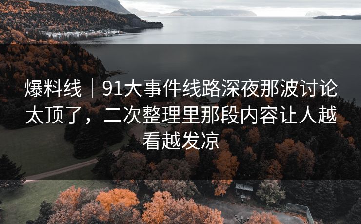爆料线｜91大事件线路深夜那波讨论太顶了，二次整理里那段内容让人越看越发凉